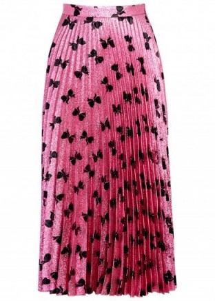 GUCCI Pink bow-print Lurex skirt ~ luxe pleated midi skirts