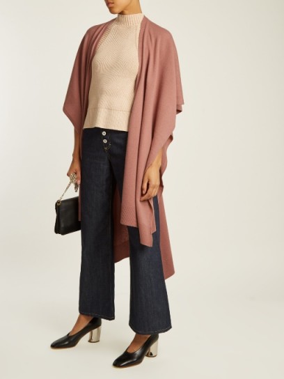 PALMER//HARDING Slit-hem wool and cashmere-blend poncho