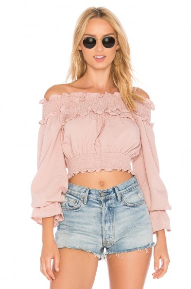 Tularosa X REVOLVE CINDY TOP | pink bardot crop tops