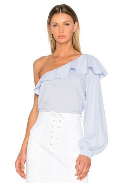 A.L.C. BRIELLE TOP | blue one shoulder/sleeve tops