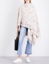 ALEXANDER MCQUEEN Big skull print cape wool-cashmere blend cape