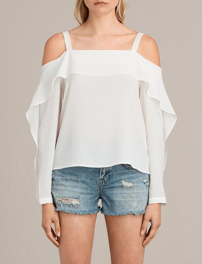 ALLSAINTS Khan crepe top ~ cold shoulder tops