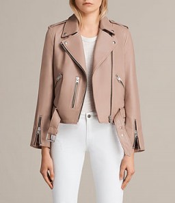 ALLSAINTS BALFERN LEATHER BIKER JACKET | blush-pink jackets