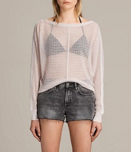 ALLSAINTS ELLE LEVITA JUMPER | sheer champagne pink jumpers | knitwear