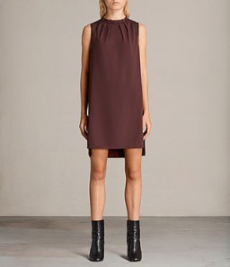 ALLSAINTS JAY DRESS | sleeveless shift dresses | bordeaux-red