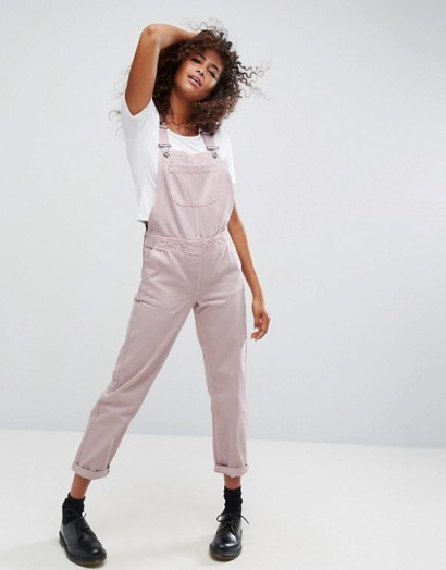 ASOS Denim Dungaree in Washed Pink