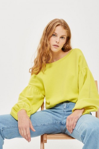 Topshop Balloon Sleeve Sweatshirt | yellow sweatshirts