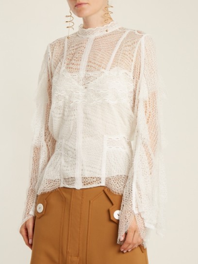 JONATHAN SIMKHAI Bell-sleeved layered-lace blouse