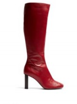 JOSEPH Block-heel leather knee-high boots ~ red winter footwear
