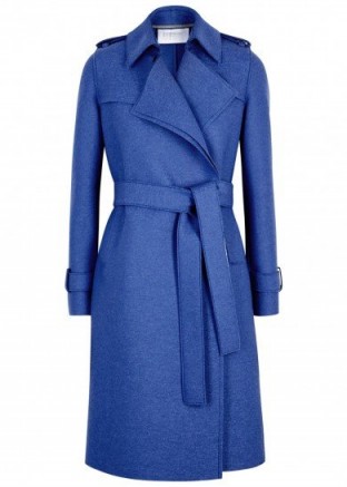 HARRIS WHARF LONDON Blue wool felt trench coat