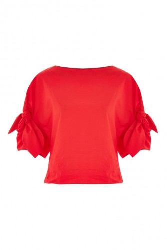 Topshop Bow Sleeve Poplin Top