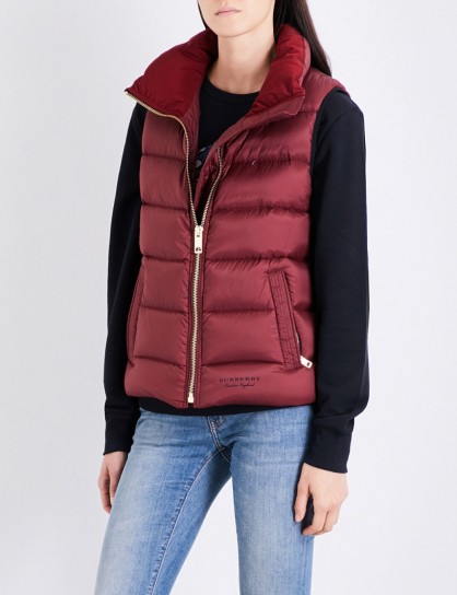 BURBERRY Bredon shell down gilet ~ dark red gilets ~ sleeveless padded jackets