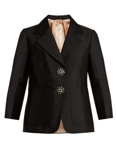 NO. 21 Button-embellished satin jacket ~ chic black evening jackets