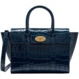 Mulberry Bayswater Leather Grab Bag, Croc Navy