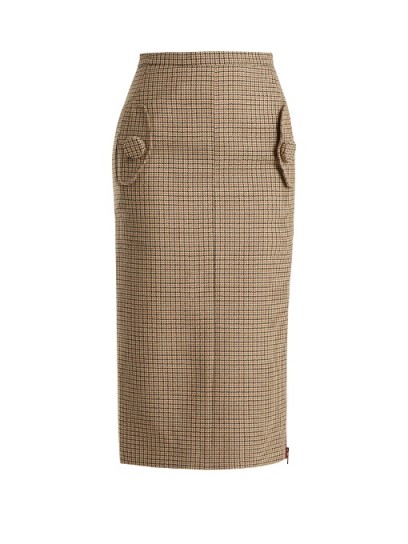 NO. 21 Checked wool pencil skirt