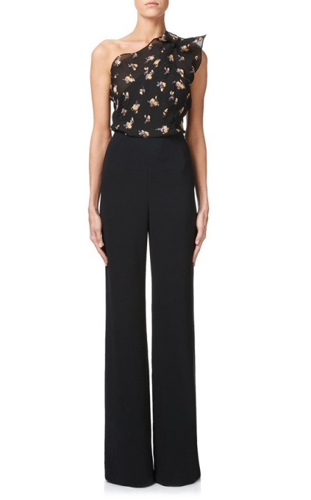 ROLAND MOURET COLBURN JUMPSUIT ~ one shoulder floral jumpsuits ~ chic evening wear