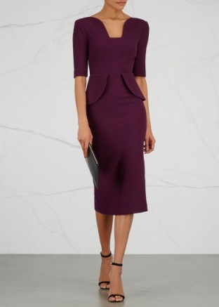 ROLAND MOURET Comberton mulberry wool crepe dress ~ chic peplum dresses