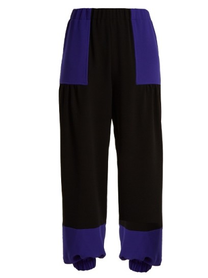 DURO OLOWU Contrast-panel high-rise crepe trousers