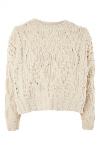 Topshop Cropped Cable Knit Jumper | neutral knitwear | chunky oatmeal jumpers