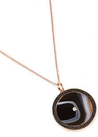 LOLA ROSE Curio 18kt gold vermeil necklace ~ black agate pendant necklaces ~ round pendants