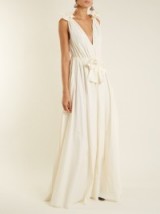 MAISON RABIH KAYROUZ Deep V-neck sleeveless paper-taffeta gown