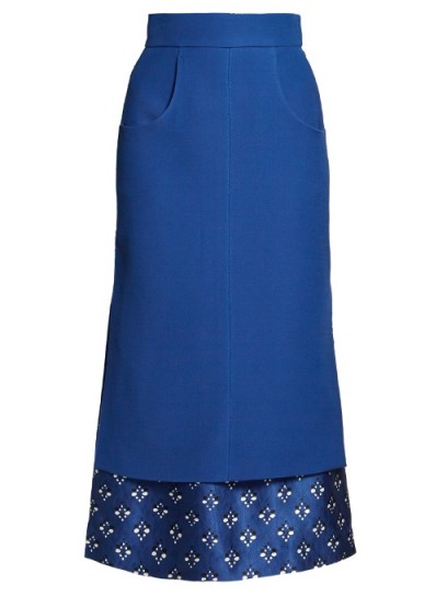 FENDI Double-layer gazar and satin skirt ~ blue layered midi skirts