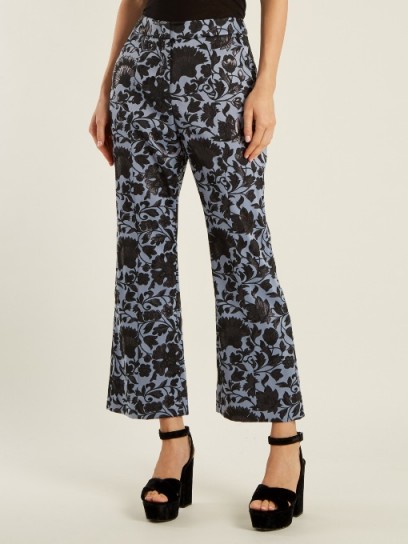 ERDEM Eda floral-jacquard flared trousers