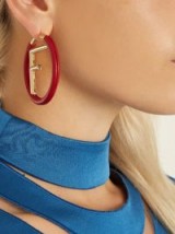 FENDI F is Fendi leather earrings ~ red designer hoops