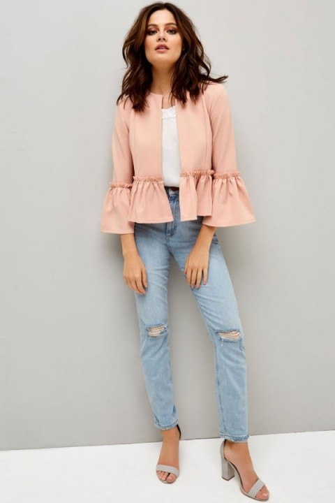 GIRLS ON FILM PINK FRILL HEM JACKET