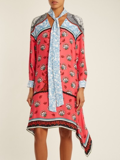 MARY KATRANTZOU Hearts Kings-print neck-tie silk dress