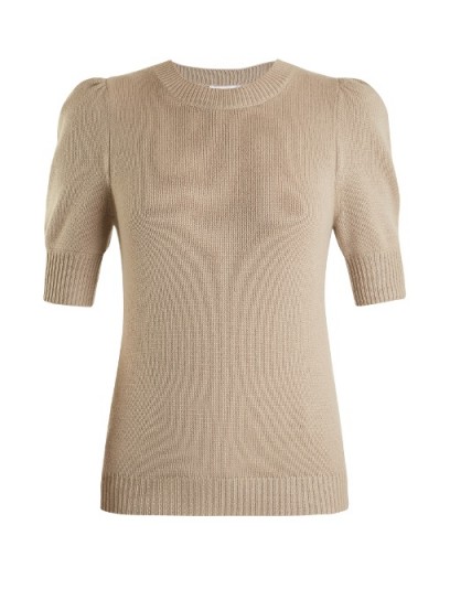 Chloé Iconic puff-sleeved cashmere sweater | vintage style sweaters | neutral knitwear