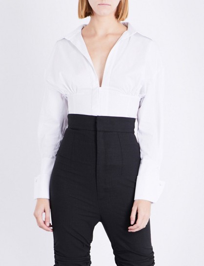 JACQUEMUS La Chemise plunging V-neck cotton-poplin shirt