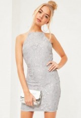 Missguided square neck bodycon dress grey