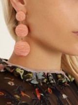 REBECCA DE RAVENEL Laeticia drop earrings ~ statement jewellery ~ peach-pink silk cord