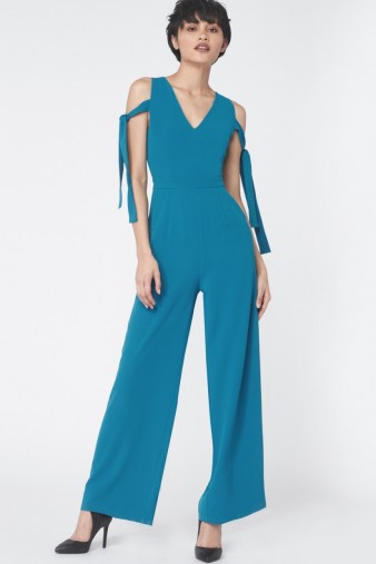 Lavish Alice Tie Sleeve Jumpsuit in Teal