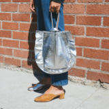 LOEFFLER RANDALL RUFFLE WRISTLET – silver metallic handbags