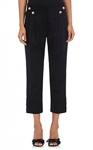 MAISON MAYLE Vali Stretch Virgin Wool Twill Crop Ankle Pants ~ black cropped trousers