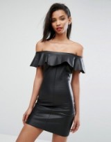 Mango Faux Leather Ruffle Bandeau Dress