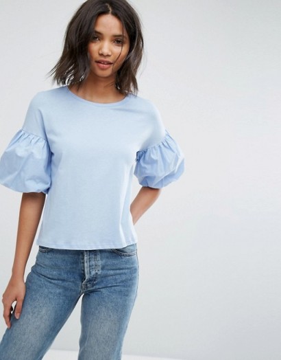 Mango Ruffle Bubble Sleeve T-Shirt