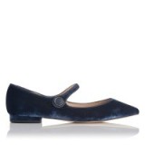 L.K. Bennett MARY-JANE BLUE VELVET FLATS / flat Mary Janes