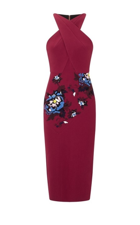 ROLAND MOURET MAXTON DRESS ~ burgundy sleeveless occasion dresses