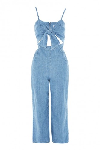 Topshop MOTO Bow Front Denim Jumpsuit | cut out jumpsuits