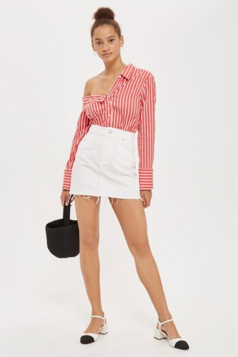 Topshop MOTO White Denim Mini Skirt