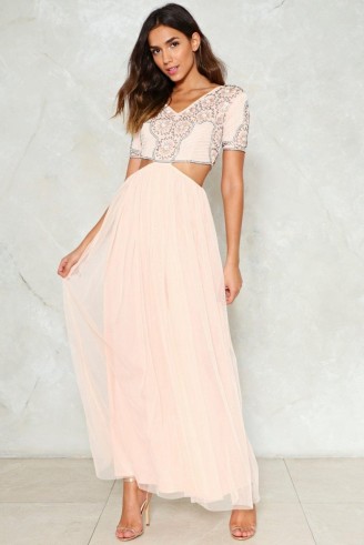 Nasty Gal Never Tulle Much Embellished Dress ~ blush-pink evening dresses