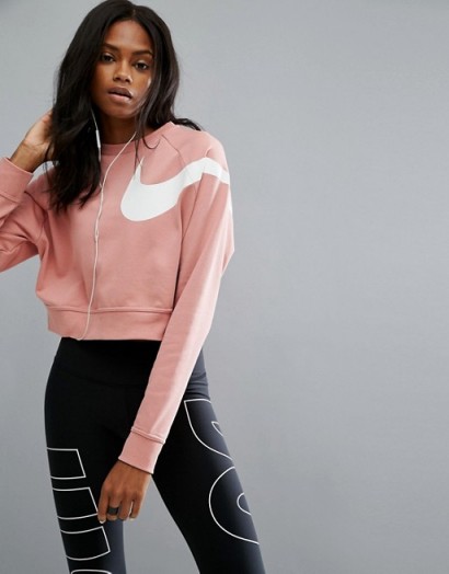 Nike Long Sleeve Cropped Sweatshirt In Pink ~ sweatshirts