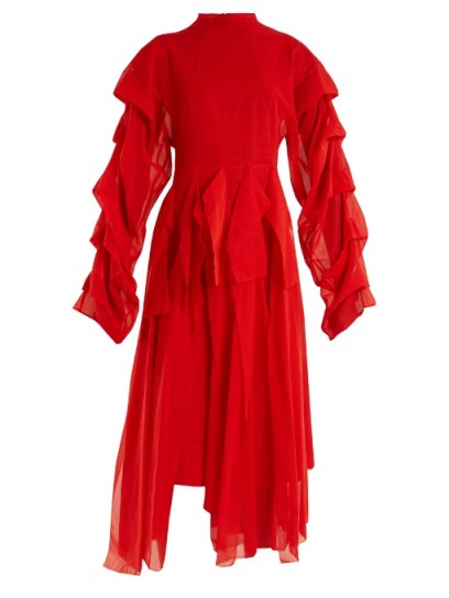 A.W.A.K.E. Octopus Passion draped cotton dress ~ red dresses