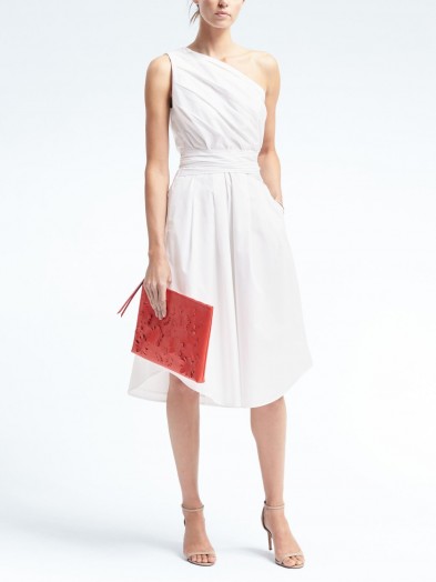 Banana Republic One-Shoulder Poplin Dress