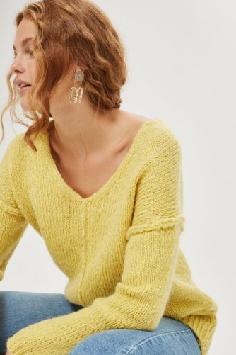 Topshop Oversized V-Neck Jumper | yellow jumpers | knitwear