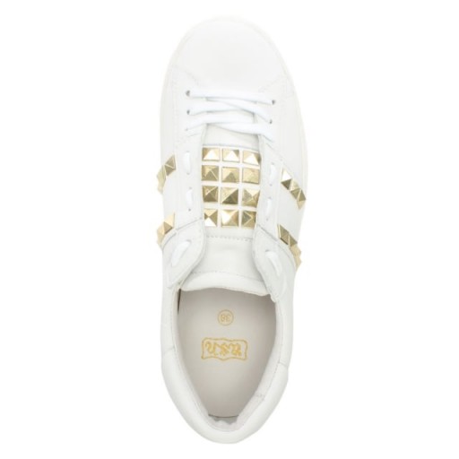 ASH Party White Leather Gold Studded Trainer | luxe sneakers