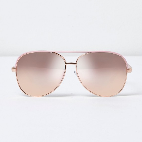 river island pink aviator mirror sunglasses